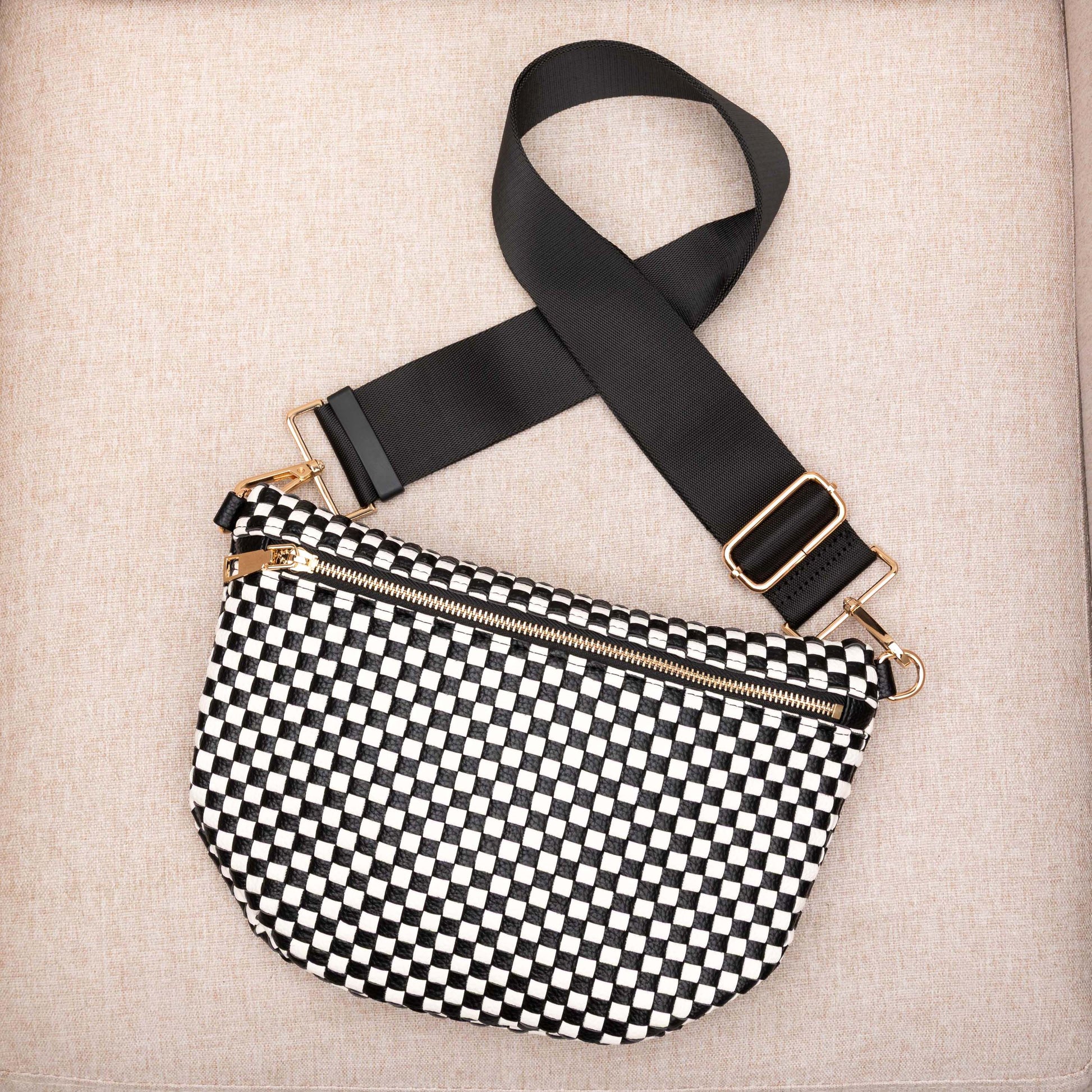 Aili's Corner Layla Woven Checkered Crossbody Sling Bag view 10 - Bag Crossbody