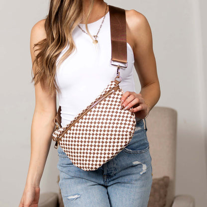 Aili's Corner Layla Woven Checkered Crossbody Sling Bag view 16 - Bag Crossbody
