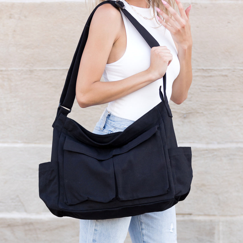 Aili's Corner Nova Oversize Canvas Messenger Bag view 6 - Nova Bag Carry On