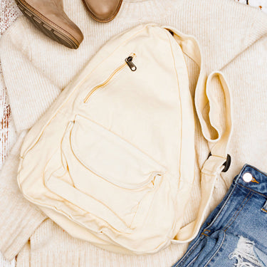 Aili's Corner Oversize Canvas Sling Bag view 13 - Large Canvas Bag