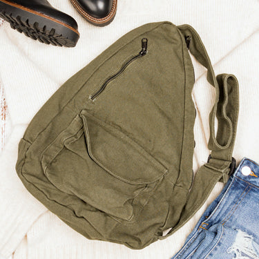 Aili's Corner Oversize Canvas Sling Bag view 14 - Large Canvas Bag
