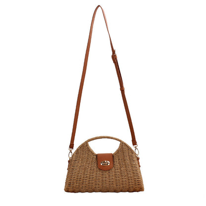 Aili's Corner Stella Woven Straw Top Handle Crossbody Bag view 9 - Stella Knit Top