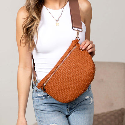 Aili's Corner Vivienne Solid Woven Crossbody Sling Bag in Black - Bag Crossbody