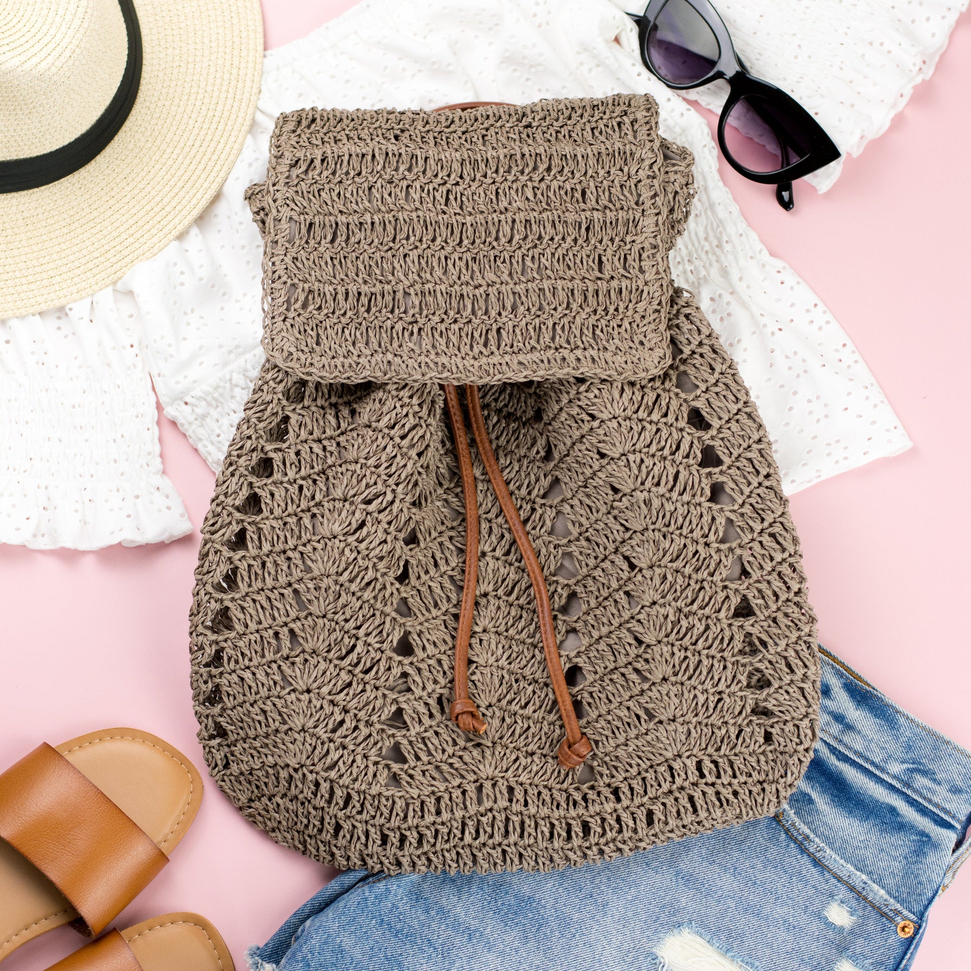Aili's Corner Woven Straw Backpack view 4 - Woven Straw Backpack Purse (bag)