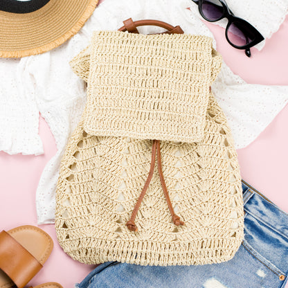 Aili's Corner Woven Straw Backpack view 6 - Woven Straw Backpack Purse (bag)