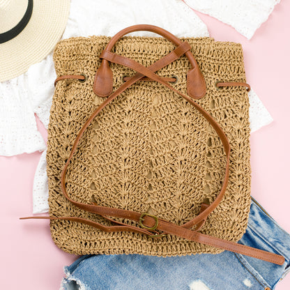Aili's Corner Woven Straw Backpack view 8 - Woven Straw Backpack Purse (bag)