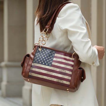 Alaina Printed Flag Shoulder Bag in Black view 2
