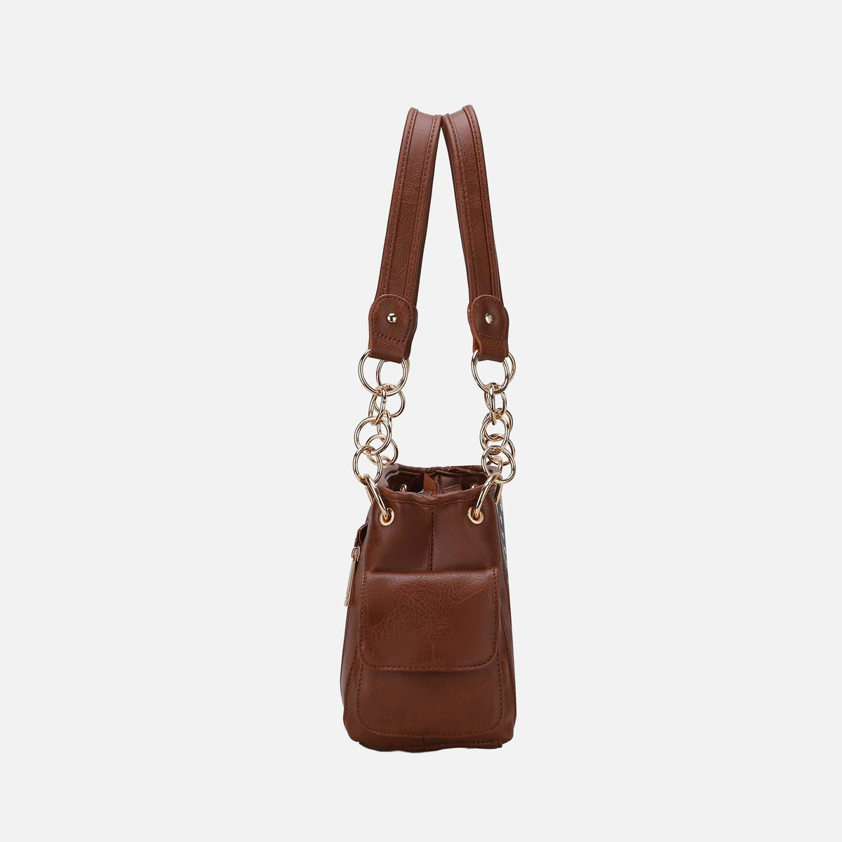 Alaina Printed Flag Shoulder Bag in Chocolate view 4