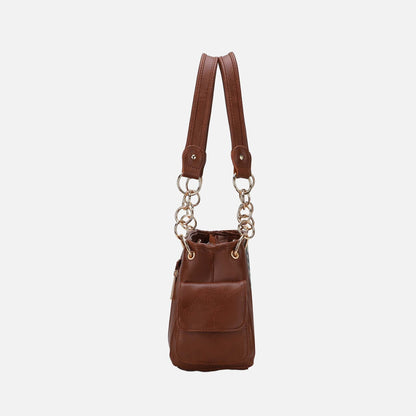 Alaina Printed Flag Shoulder Bag in Chocolate view 4