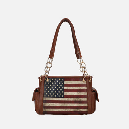 Alaina Printed Flag Shoulder Bag in Midnight Blue view 6