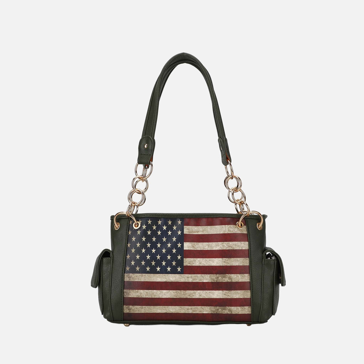 Alaina Printed Flag Shoulder Bag in Taupe view 9
