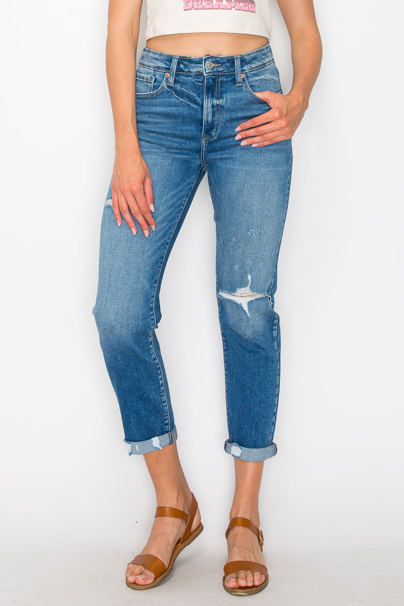 Alexa High Rise Tapered Leg Mom Jeans in 5 (26) view 2 - High-Waisted - Alexa High Rise Jeans (bottom)