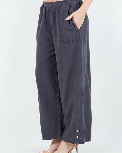 Alexis Pants 100% Cotton Gauze in Black/ Size OSFM view 2 (bottom)