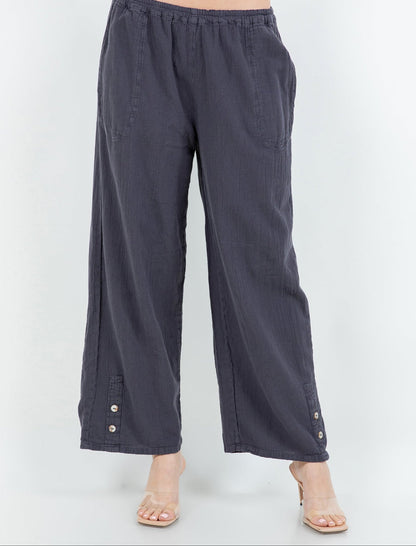 Alexis Pants 100% Cotton Gauze in Caspian/ Size OSFM view 3 (bottom)