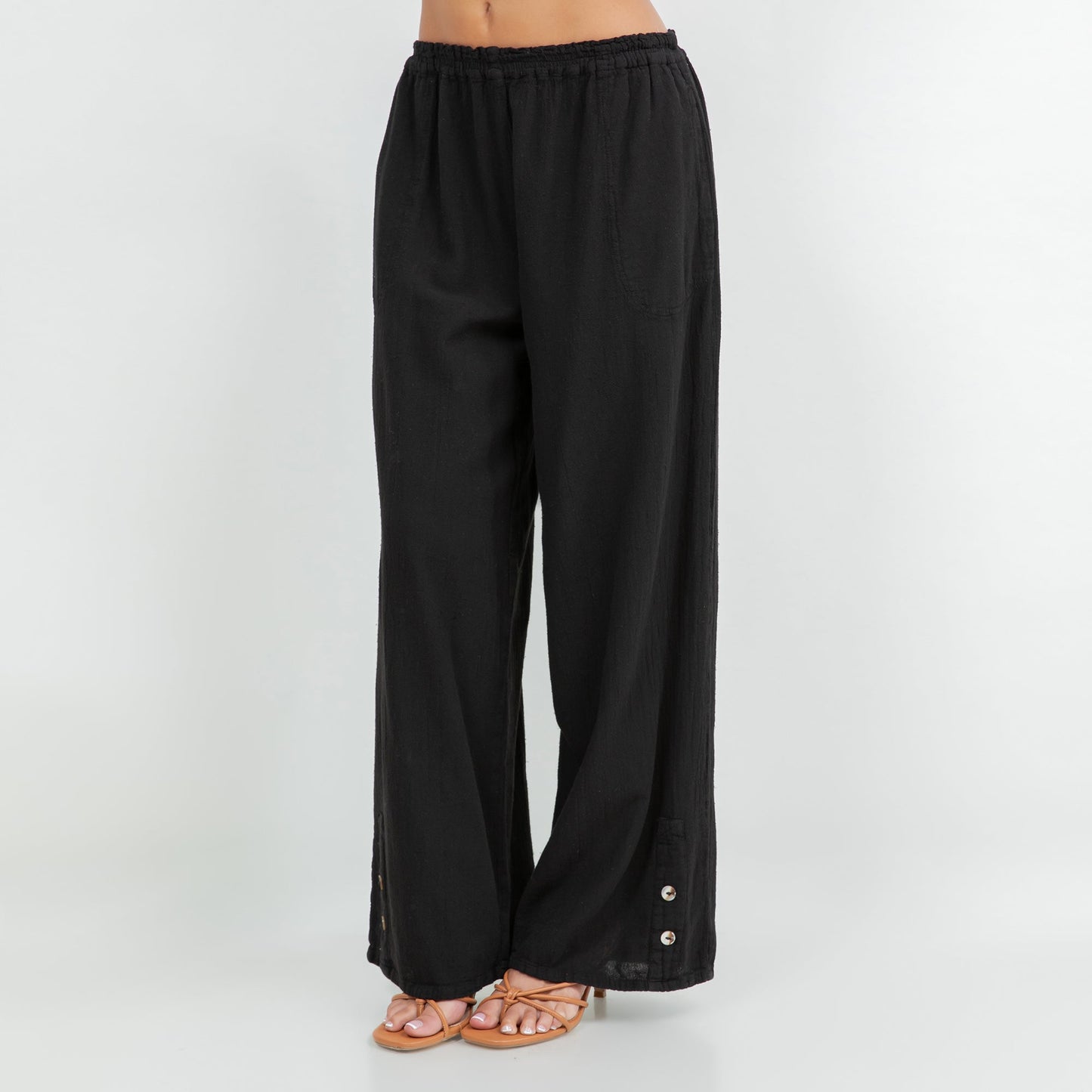 Alexis Pants 100% Cotton Gauze in Indigo/ Size OSFM view 5 (bottom)