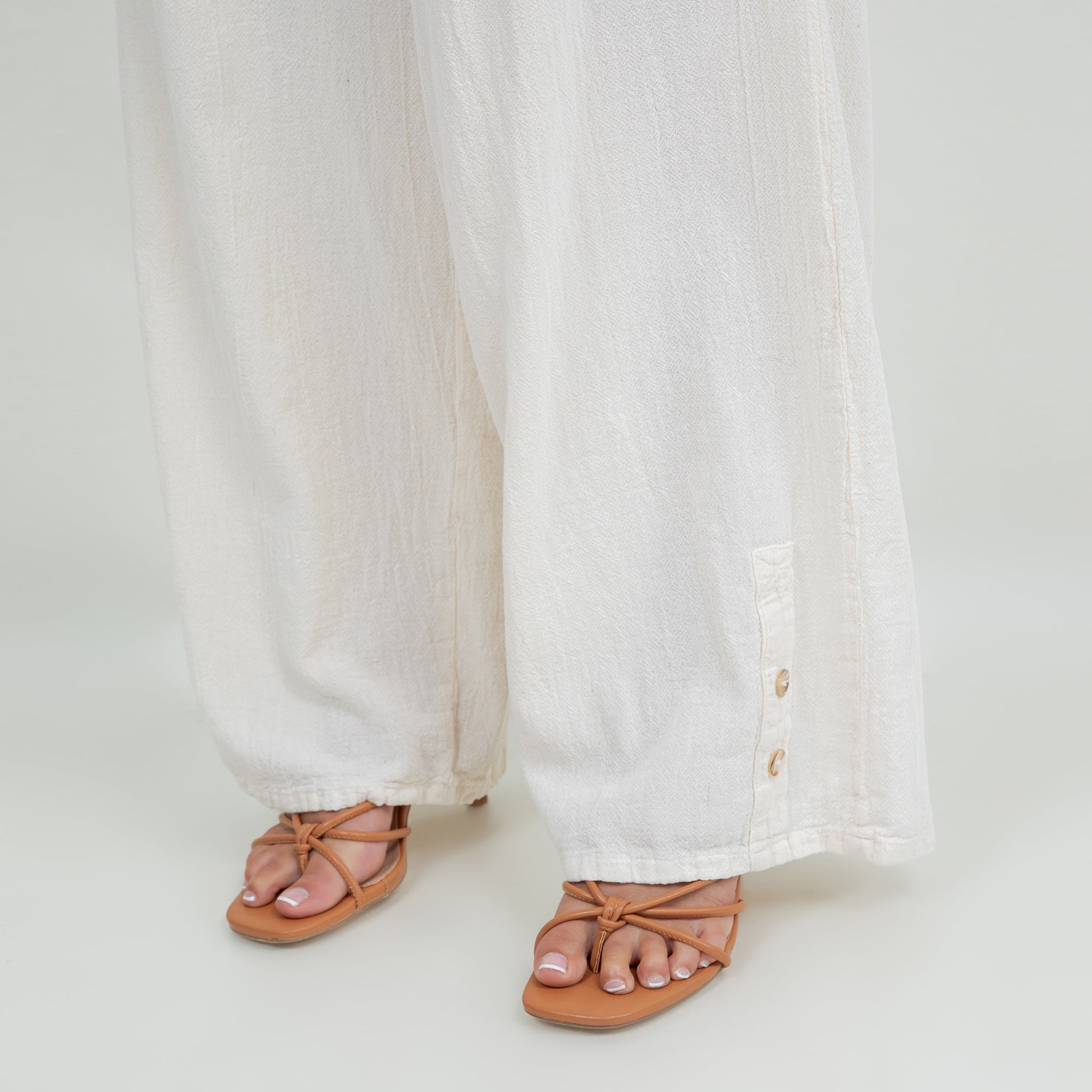 Alexis Pants 100% Cotton Gauze in Peach Pink/ Size OSFM view 15 (bottom)