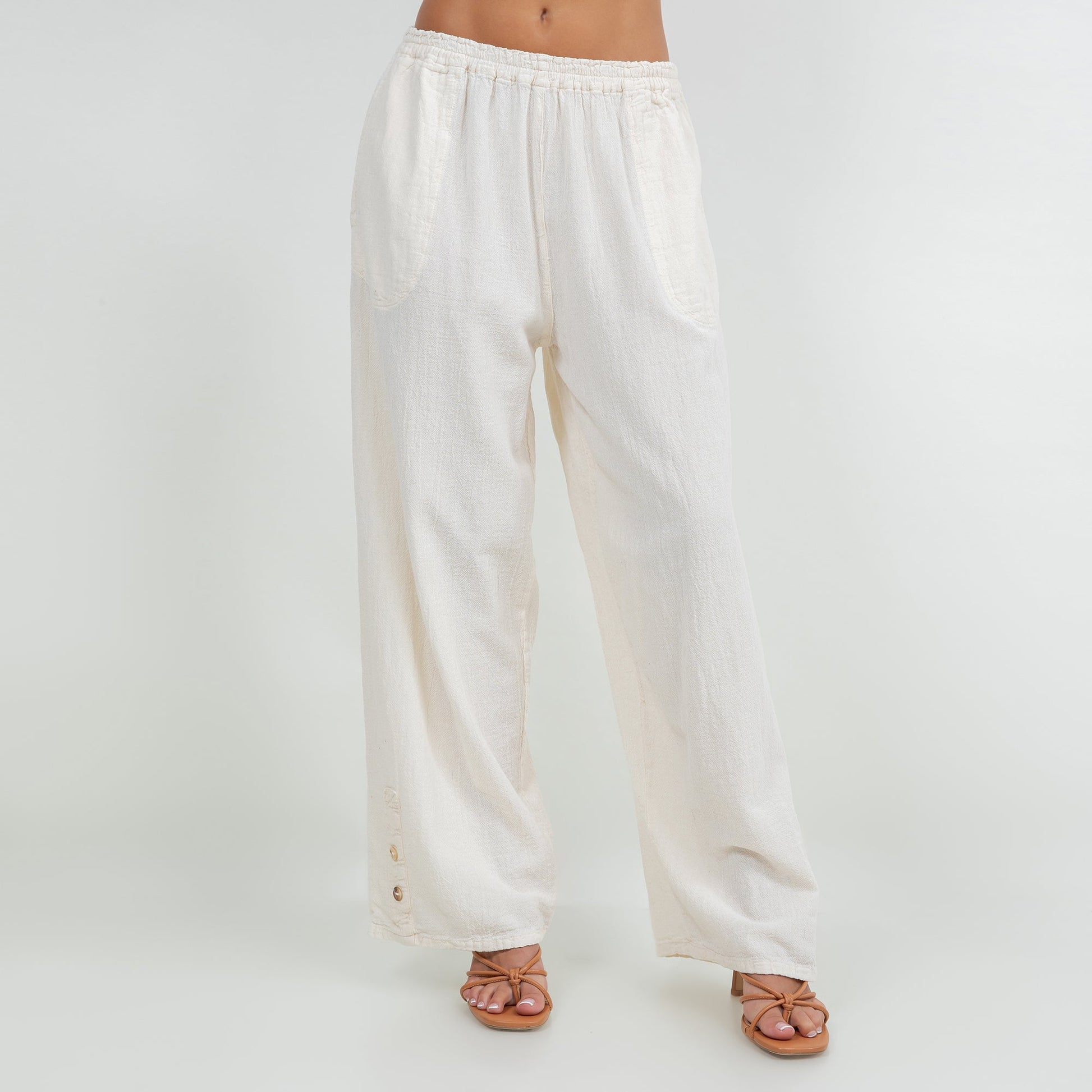 Alexis Pants 100% Cotton Gauze in Peacock/ Size OSFM view 13 (bottom)