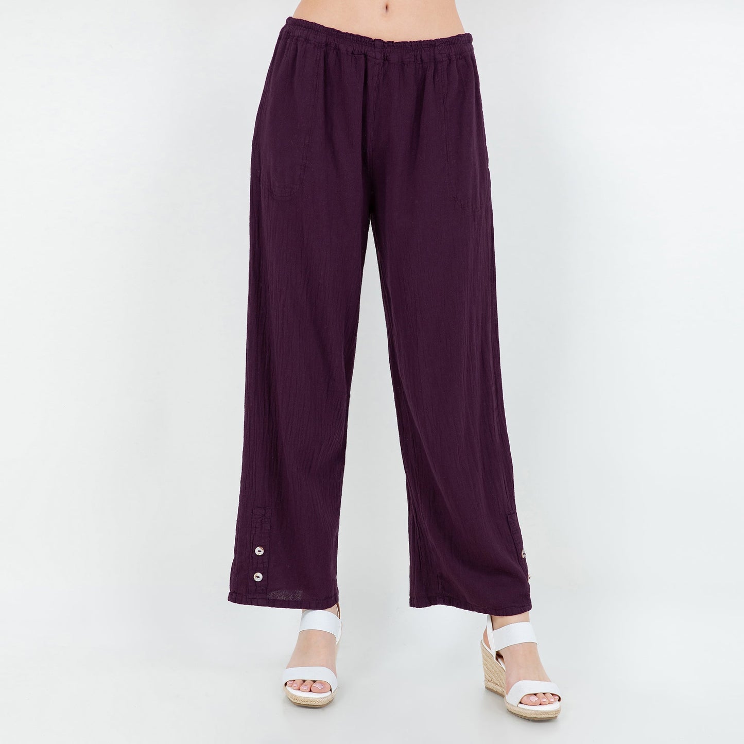 Alexis Pants 100% Cotton Gauze in Sahara/ Size OSFM view 16 (bottom)