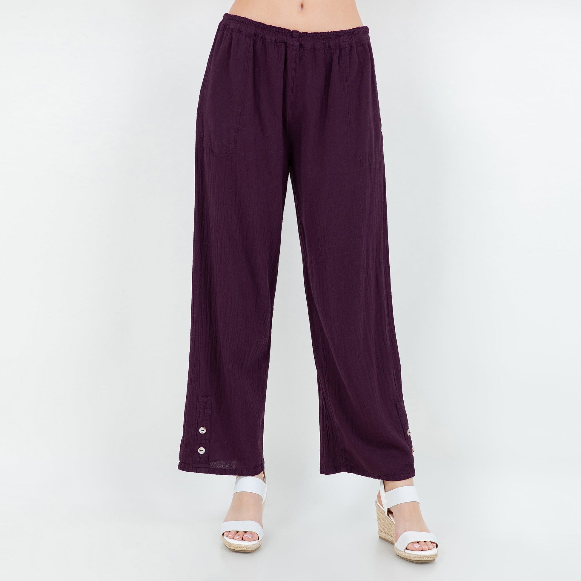 Alexis Pants 100% Cotton Gauze in Sahara/ Size OSFM view 16 (bottom)