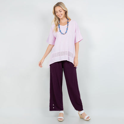 Alexis Pants 100% Cotton Gauze in Topaz/ Size OSFM view 20 (bottom)