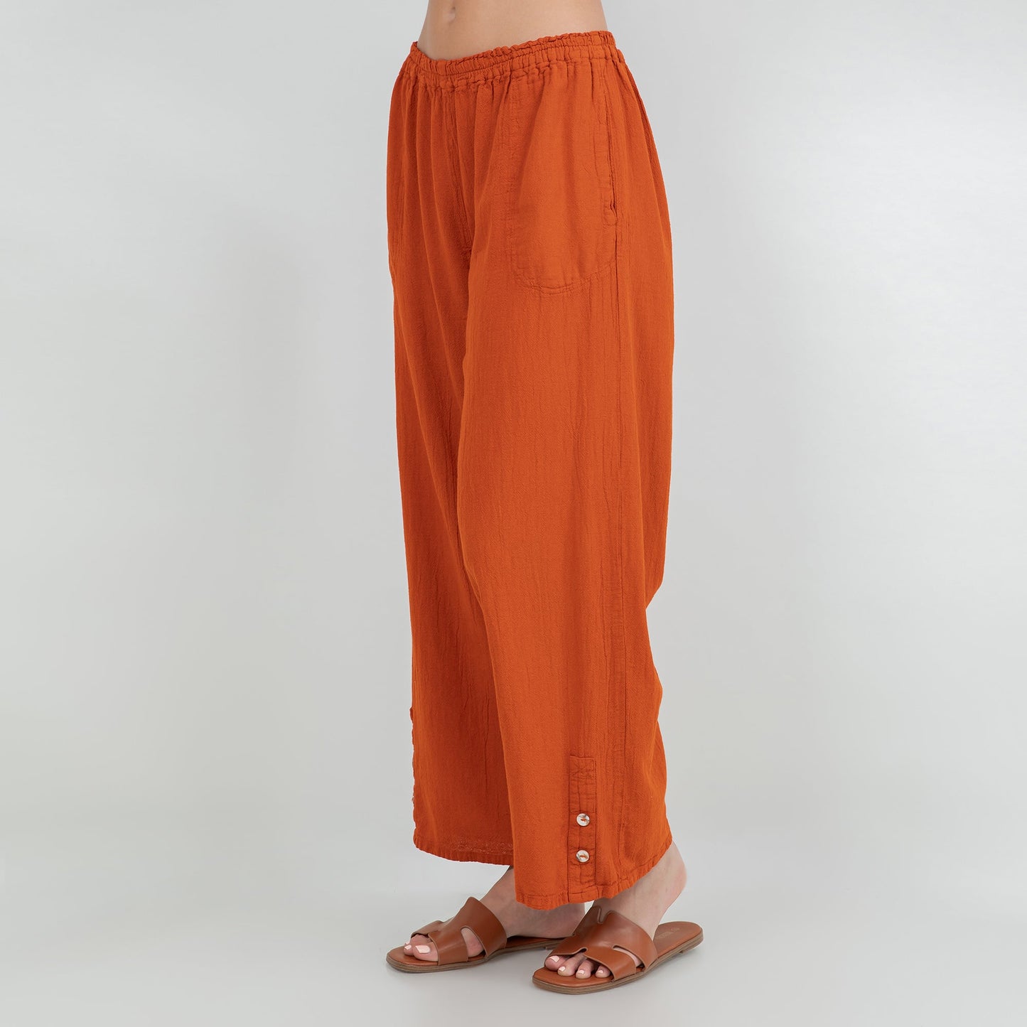 Alexis Pants 100% Cotton Gauze in White/ Size OSFM view 22 (bottom)
