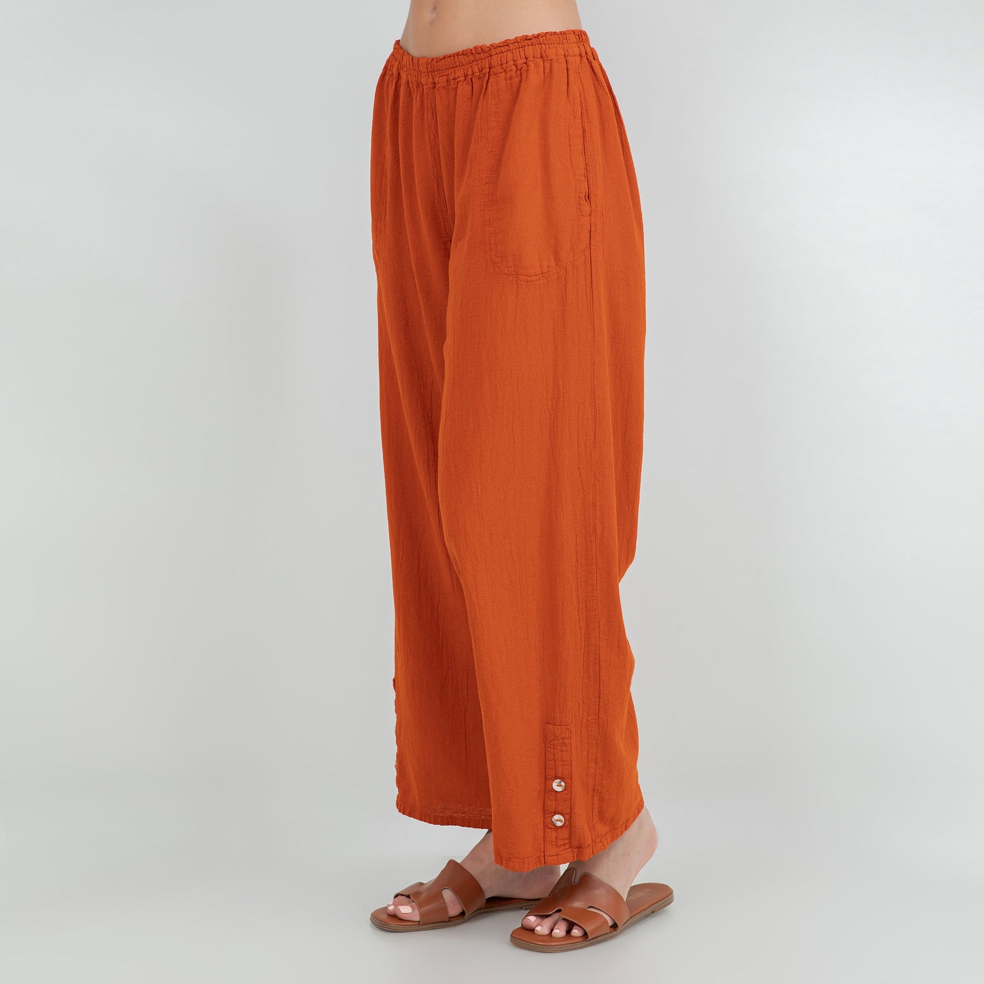 Alexis Pants 100% Cotton Gauze in White/ Size OSFM view 22 (bottom)