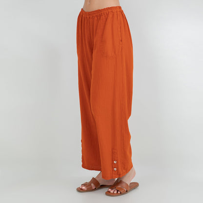 Alexis Pants 100% Cotton Gauze in White/ Size OSFM view 22 (bottom)