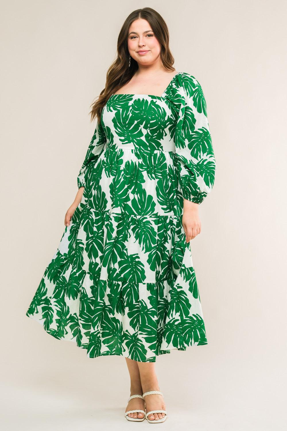 All the Drama Woven Midi Dress in IVORY GREEN view 13