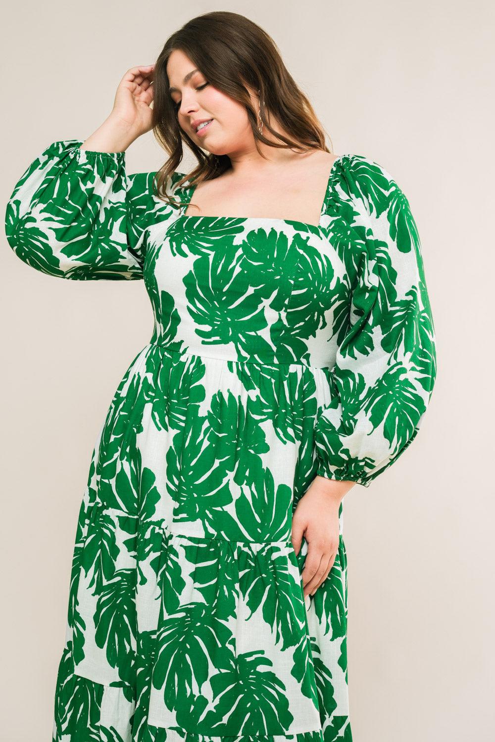 All the Drama Woven Midi Dress in IVORY GREEN view 14