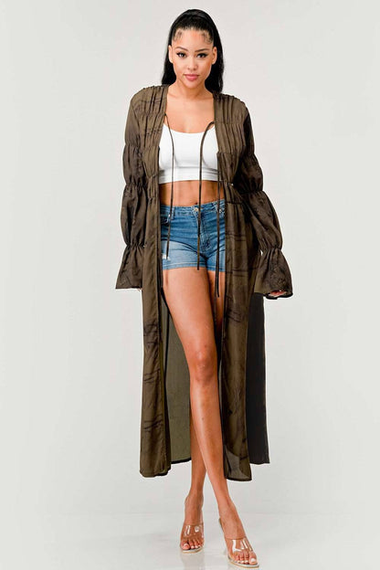 All Tied up Cardigan Top in Olive view 3 - Athina Collection