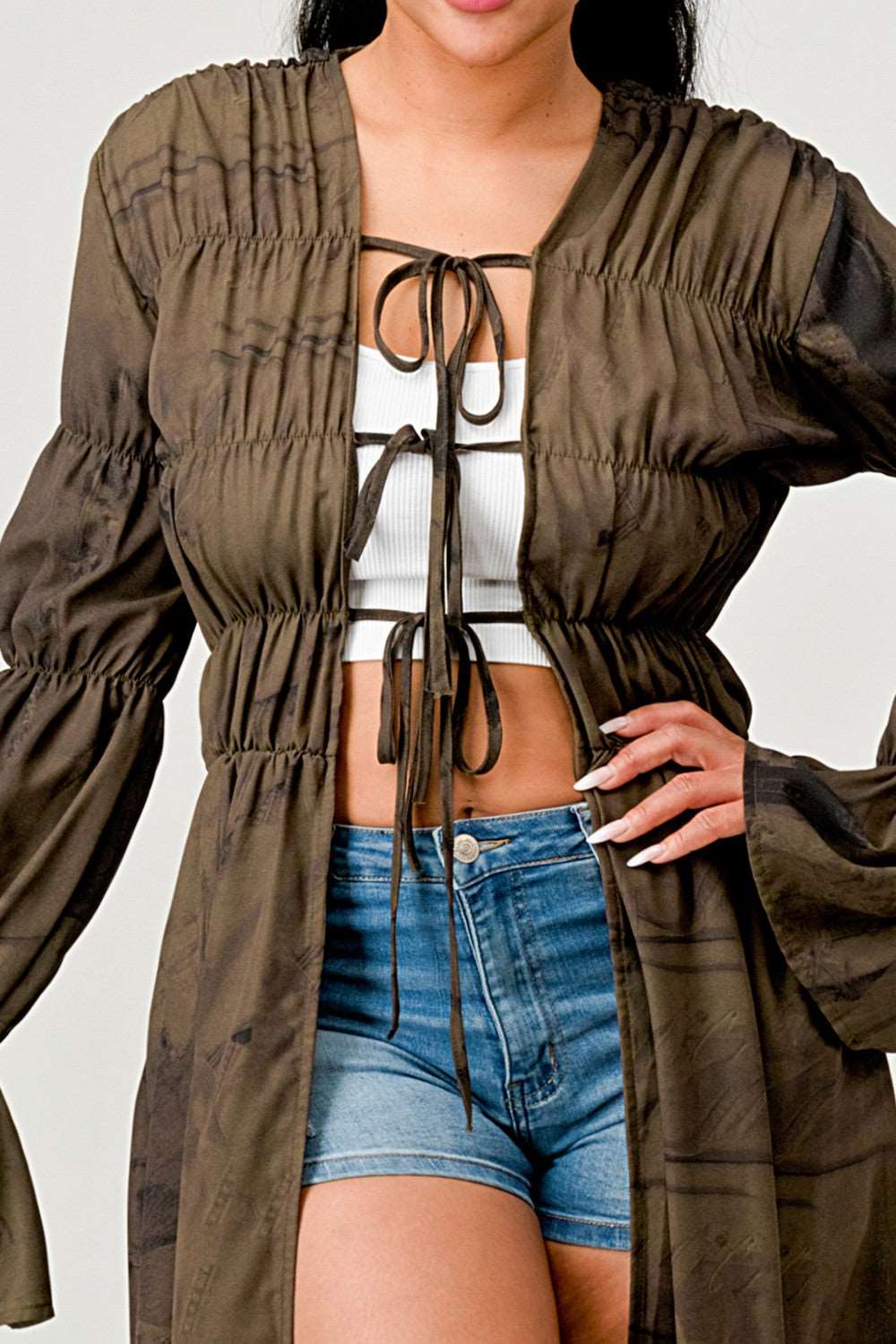 All Tied up Cardigan Top view 7 - Athina Collection