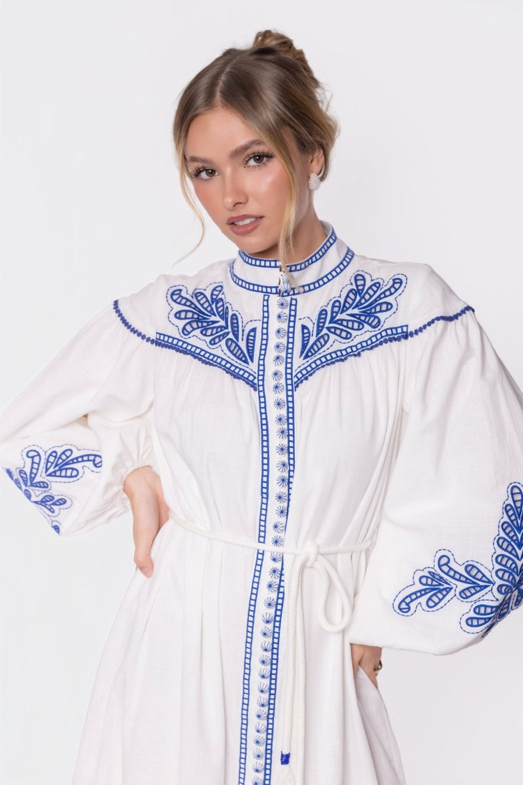 Allison Dress (white Blue) M view 3 (dress) - allison kelly white dress, allison janney white dress, al - shop at us.meeeshop