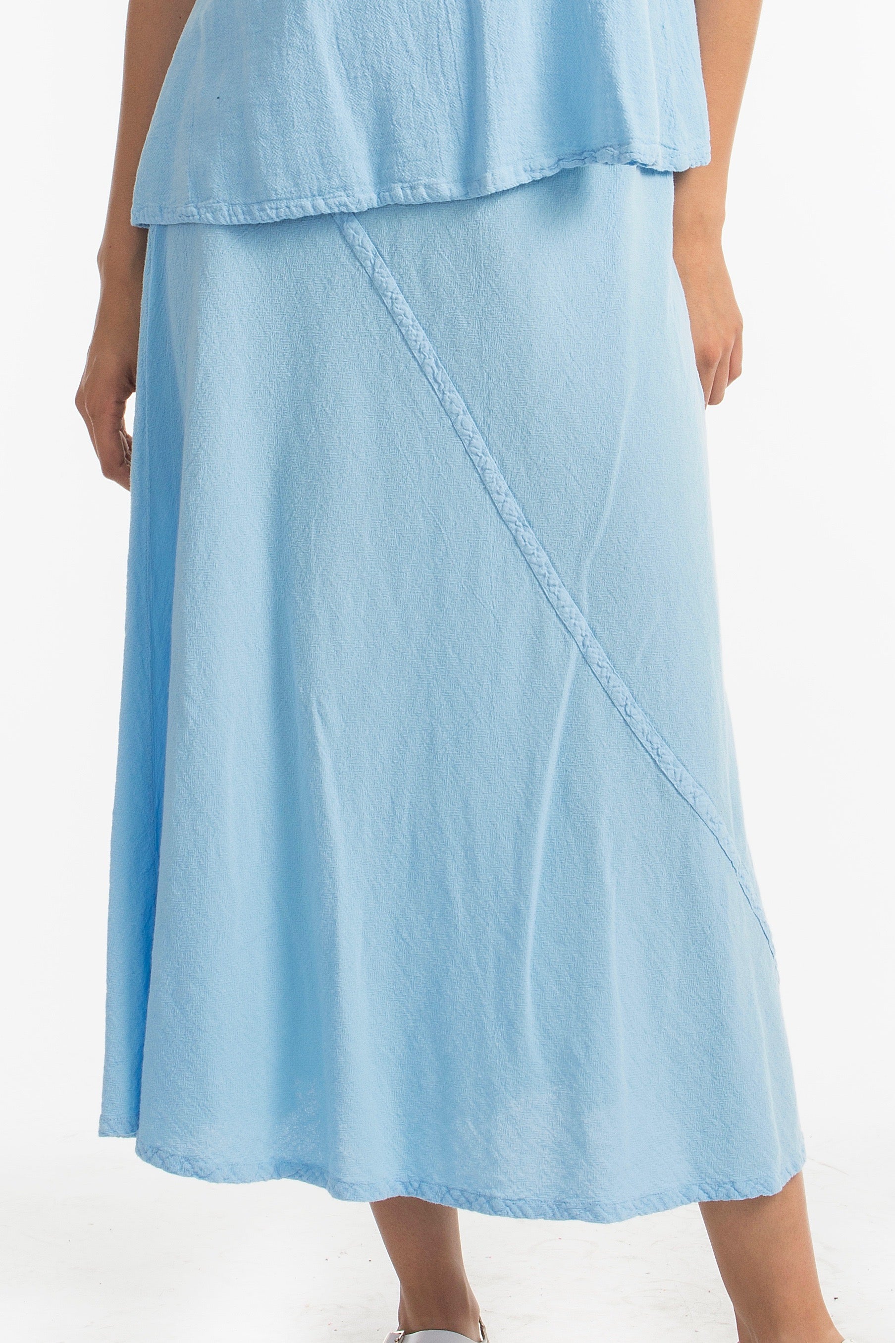 Ally - Your "go To" Resort Style Skirt 100% Cotton Gauze in Titanium/ Size 1 view 12 - Summer Outfit Idea - Gauze Skirt