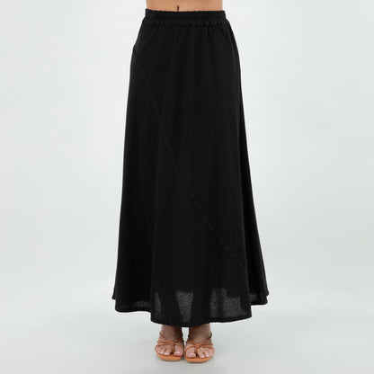 Ally - Your "go To" Resort Style Skirt 100% Cotton Gauze in Black/ Size 1 view 2 - Summer Outfit Idea - Gauze Skirt