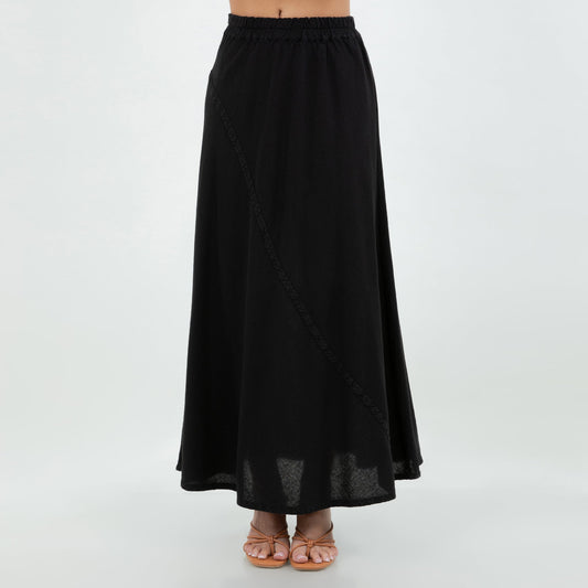 Ally - Your "go To" Resort Style Skirt 100% Cotton Gauze in Black/ Size 1 view 2 - Summer Outfit Idea - Gauze Skirt