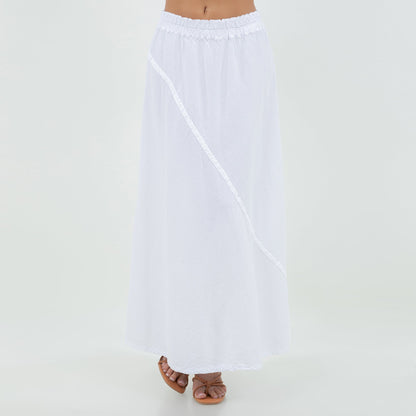 Ally - Your "go To" Resort Style Skirt 100% Cotton Gauze in Ivory/ Size 0 view 6 - Summer Outfit Idea - Gauze Skirt