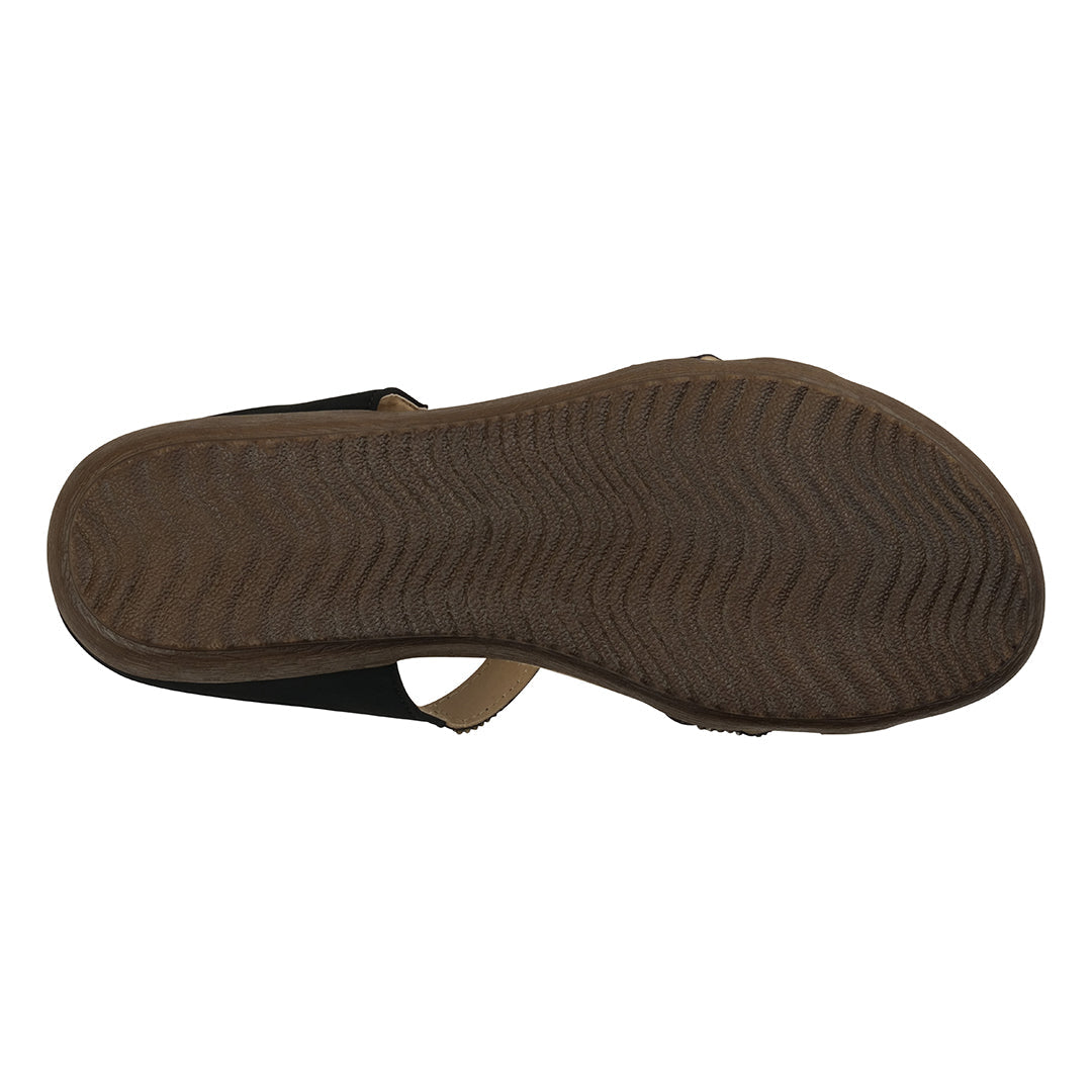Alora Black Embellished Slide Flat Sandals Black view 3 (shoe) - flat sandals, slide flat sandals - shop at us.meeeshop