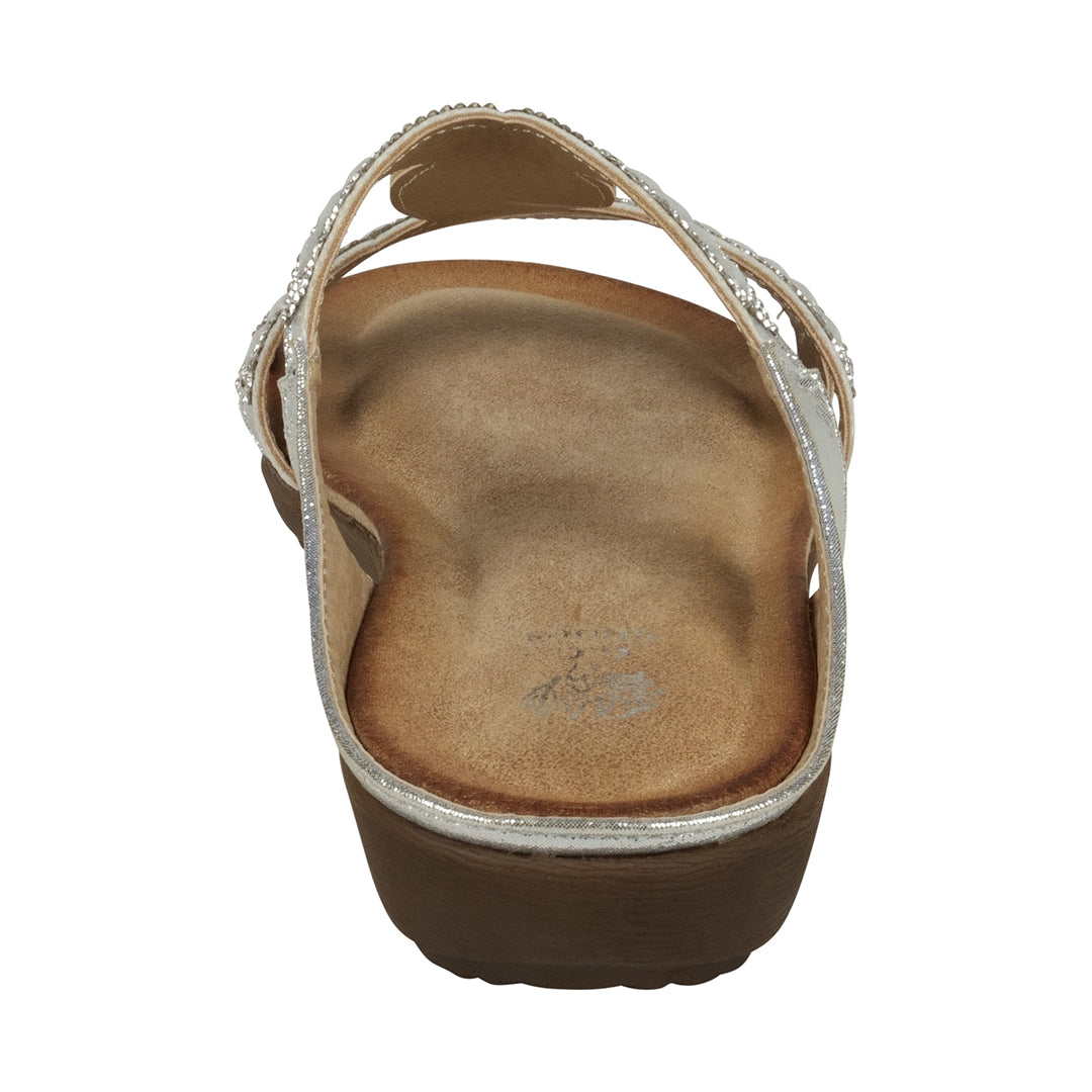 Alora Silver Embellished Slide Flat Sandals Silver view 5 (shoe) - flat sandals, slide flat sandals - shop at us.meeeshop