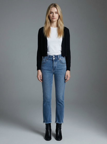 altitude heights corset Altitude Heights Corset Double Waistband Straight Frayed Hem Jeans 1 (24) (bottom) - shop at us.meees