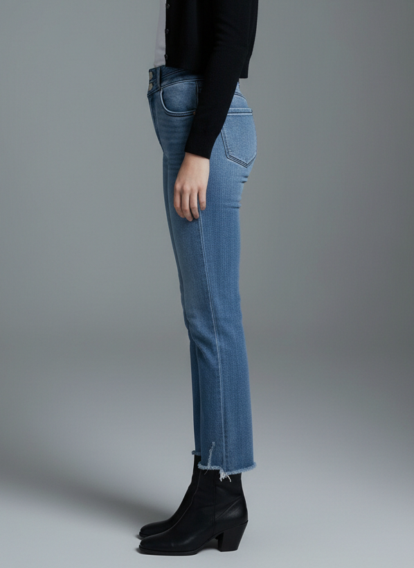 altitude heights corset Altitude Heights Corset Double Waistband Straight Frayed Hem Jeans view 15 (bottom) - shop at us.meee