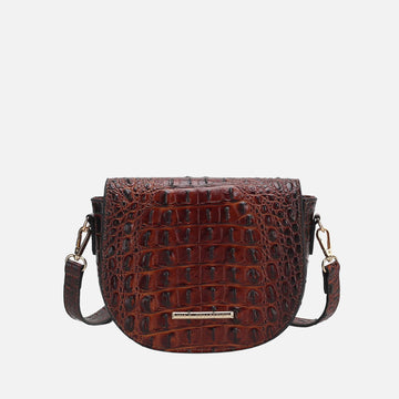 Amalia Solid Croc Crossbody Bag in Croco Black - Bag Crossbody