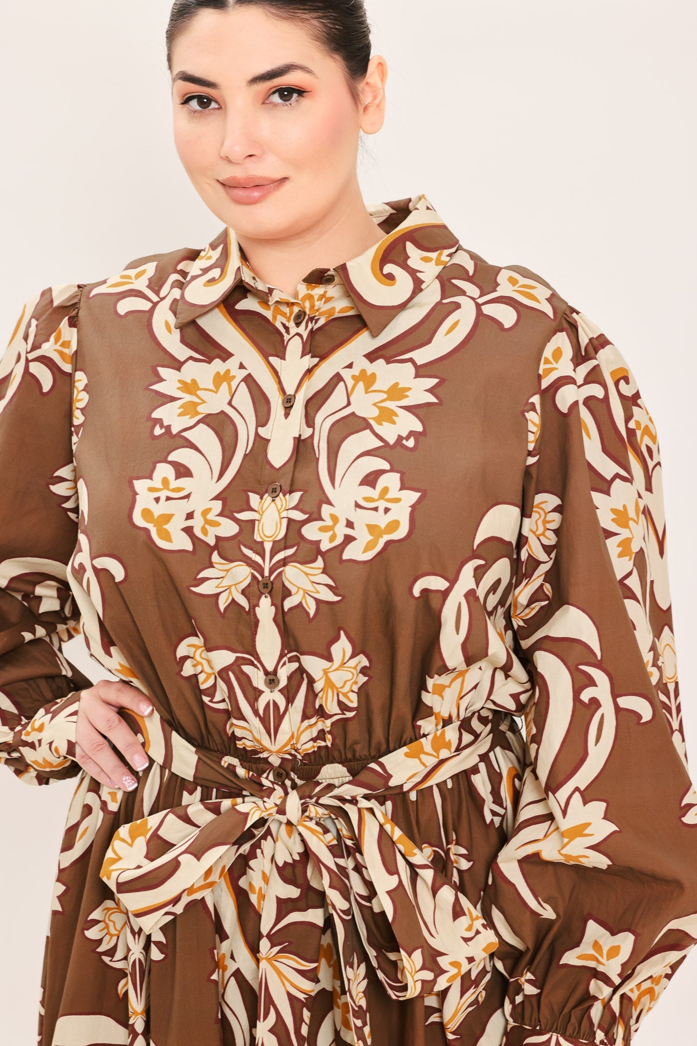 Amber Medallion Woven Shirt Maxi Dress view 10