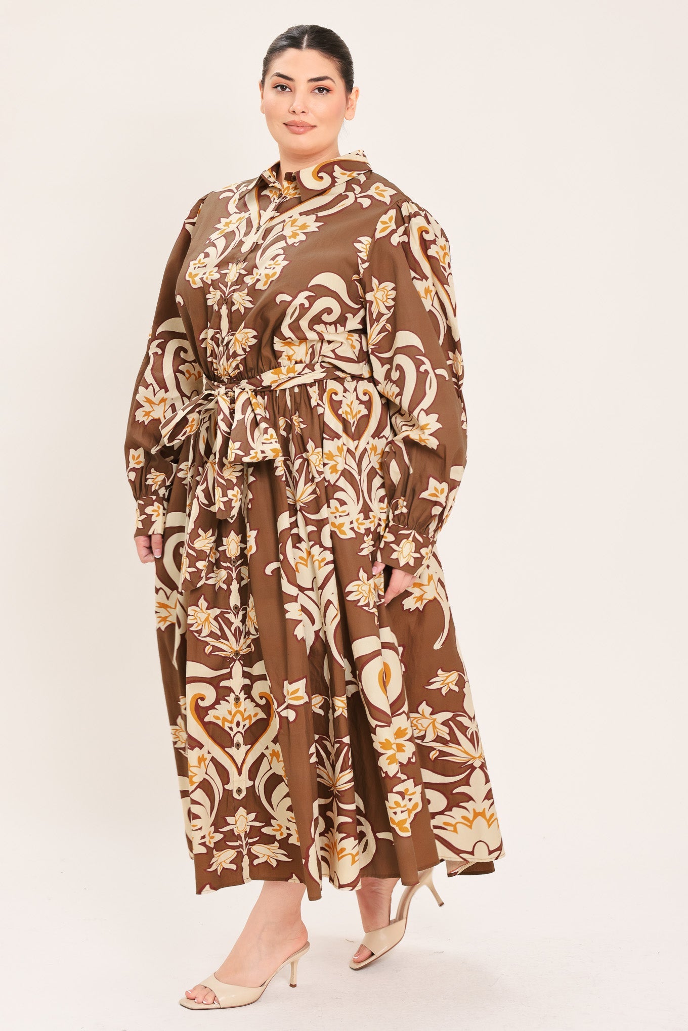 Amber Medallion Woven Shirt Maxi Dress view 11