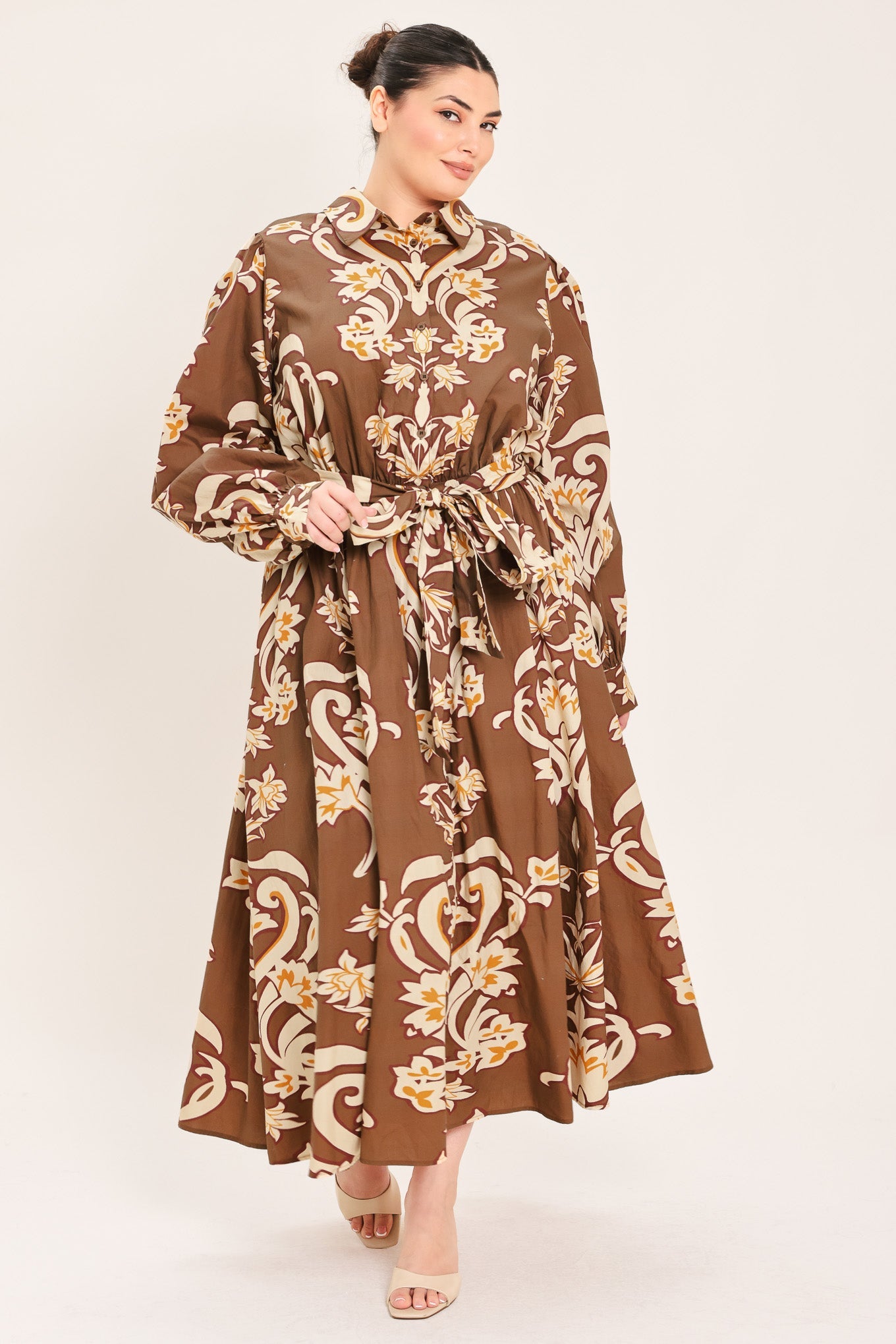 Amber Medallion Woven Shirt Maxi Dress view 9