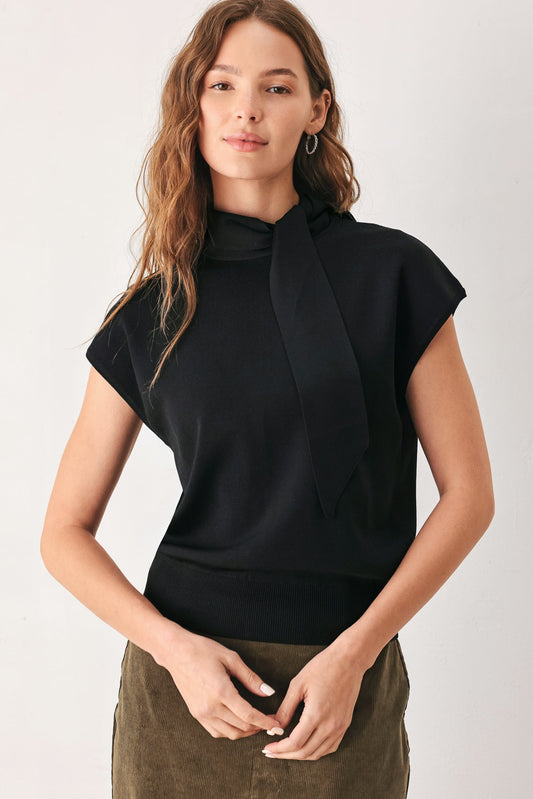 Amberglow Soft Knit Scarf Sweater Knit Top in BLACK - Fall Wardrobe Essential - Amber Color Sweater