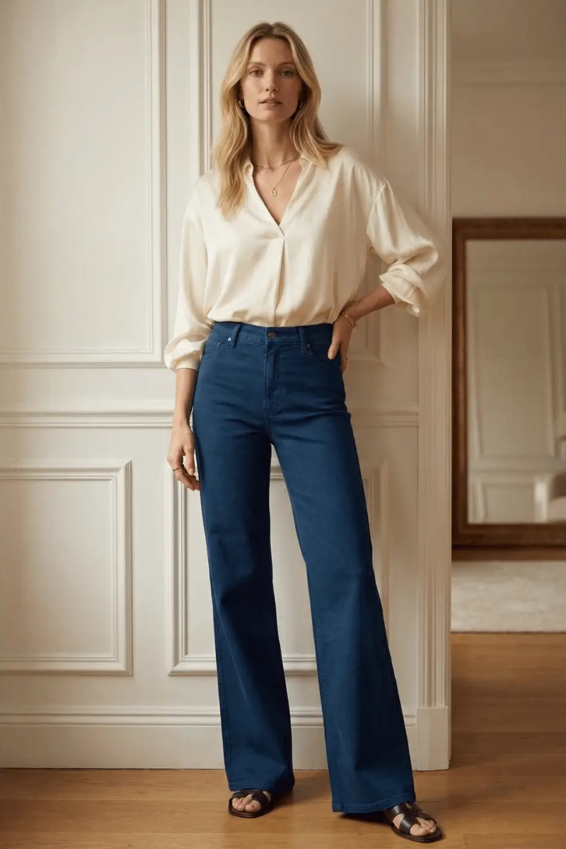 Anastasia Tummy Control High Rise Wide Flare Jeans in 3 (25) - High-Waisted (bottom)