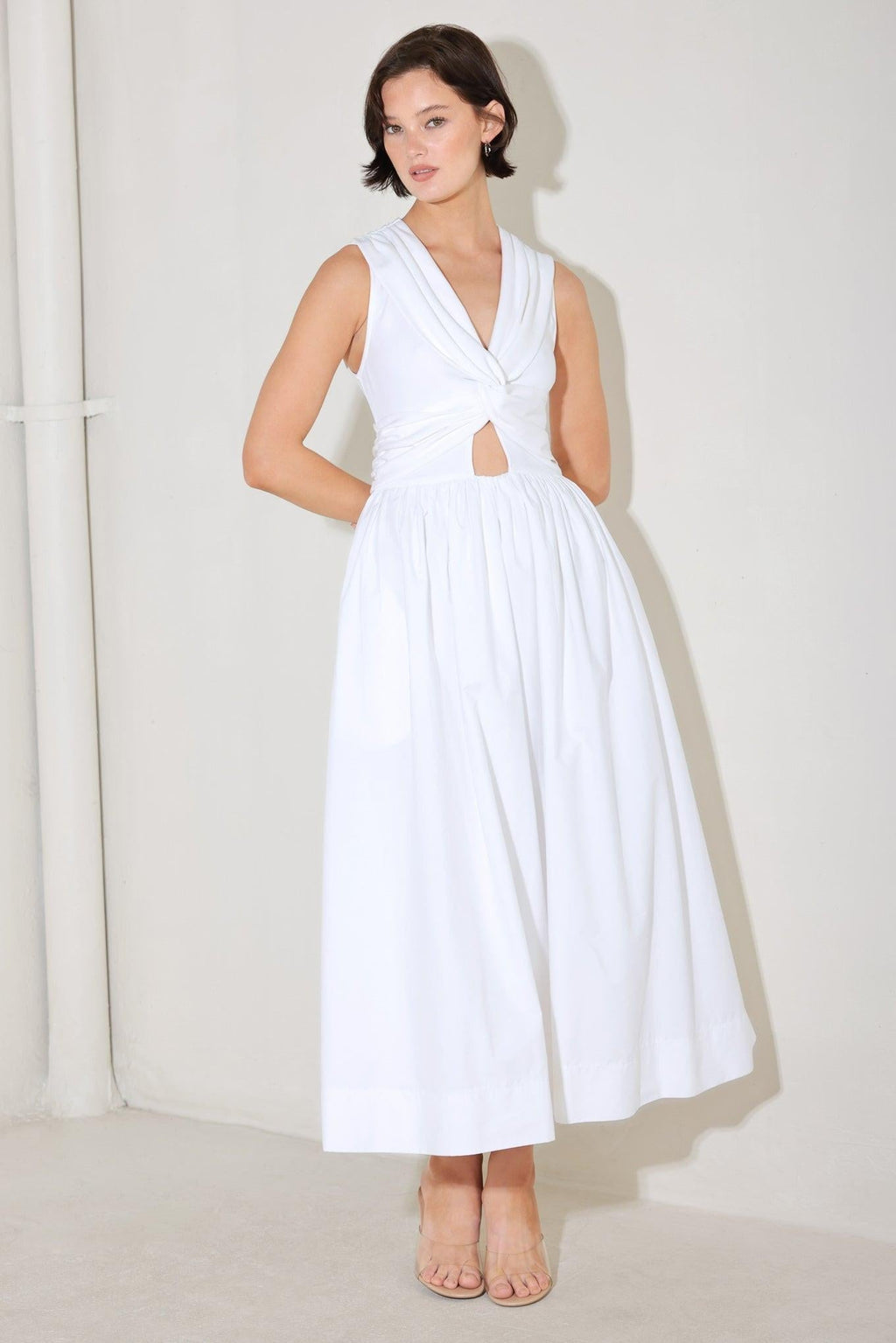 Angel Veil Solid Midi Dress BROWN MULTI view 6 (dress) - angel veil wedding, angel veil bridal - shop at us.meeeshop