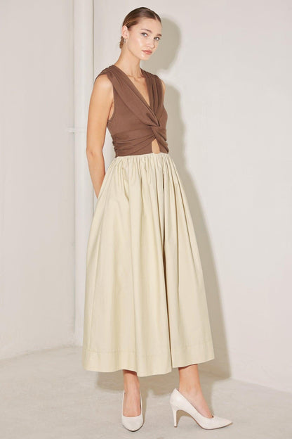 Angel Veil Solid Midi Dress in OFF WHITE - Angel Veil Wedding
