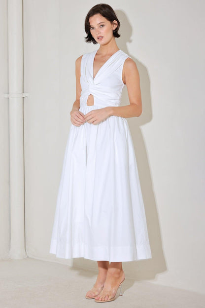 Angel Veil Solid Midi Dress in OFF WHITE view 2 - Angel Veil Wedding