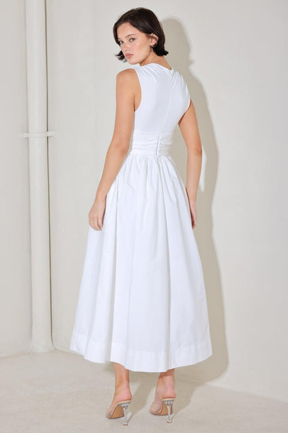Angel Veil Solid Midi Dress in OFF WHITE view 3 - Angel Veil Wedding